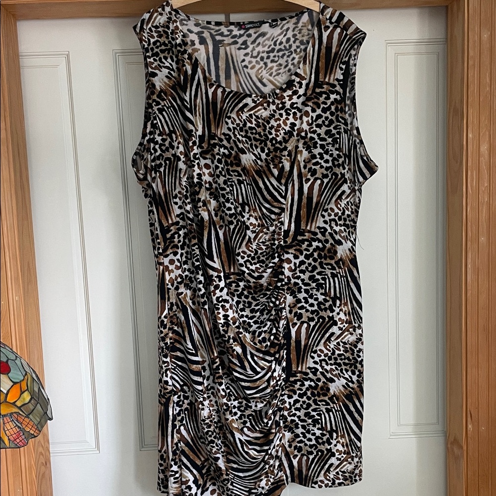 Stylish Animal Print Mini Dress by Slimpact. Size 4X